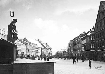 Maximilianstraße mit Neptunbrunnen, Sammlung Lauterbach, um 1930