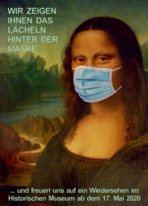 Plakat Ausstellung 2020 "Wir zeigen Ihnen das Lächeln hinter der Maske"